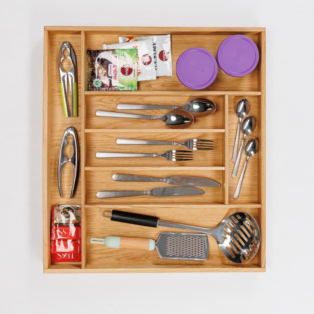 Лоток-органайзер для столовых приборов из дуба, 7 отделений, 52×47 (Blum Legrabox 500)