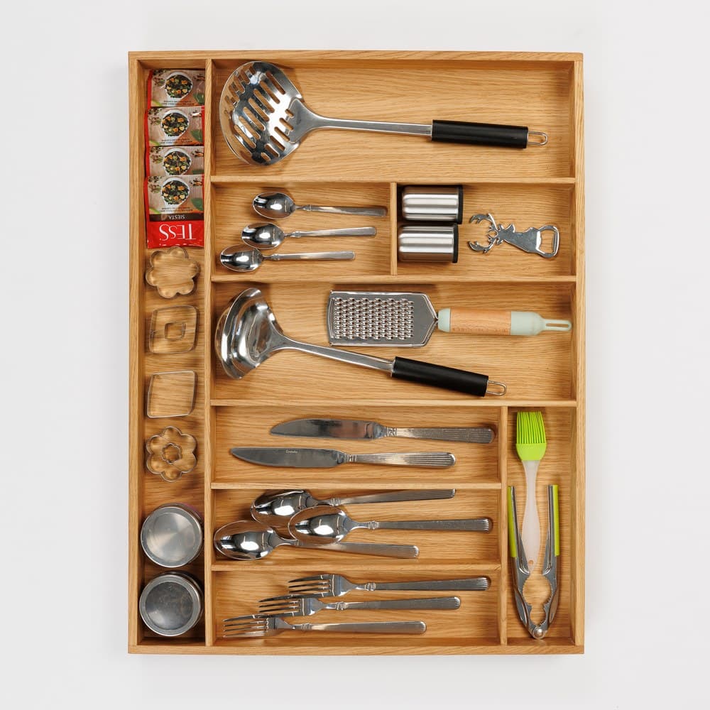 Лоток-органайзер для столовых приборов из дуба, 9 отделений, 62,2×47 (Blum Legrabox)